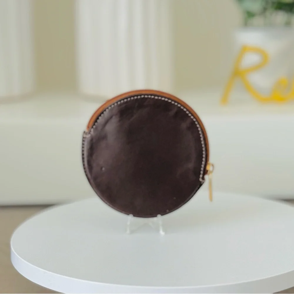 LOEWE Genuine Leather Anagram Coin Pouch - Chocolate Brown
